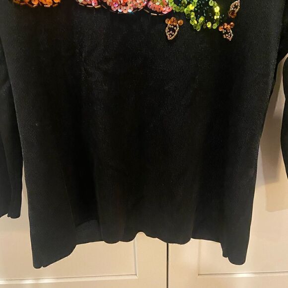 Sweaterworks Sweater Size L Sequins Pumpkin Black Long Sleeve Fall Halloween - Picture 3 of 8